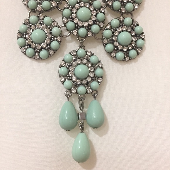 Mint Stone & Rhinestone Statement Necklace - Picture 2 of 3
